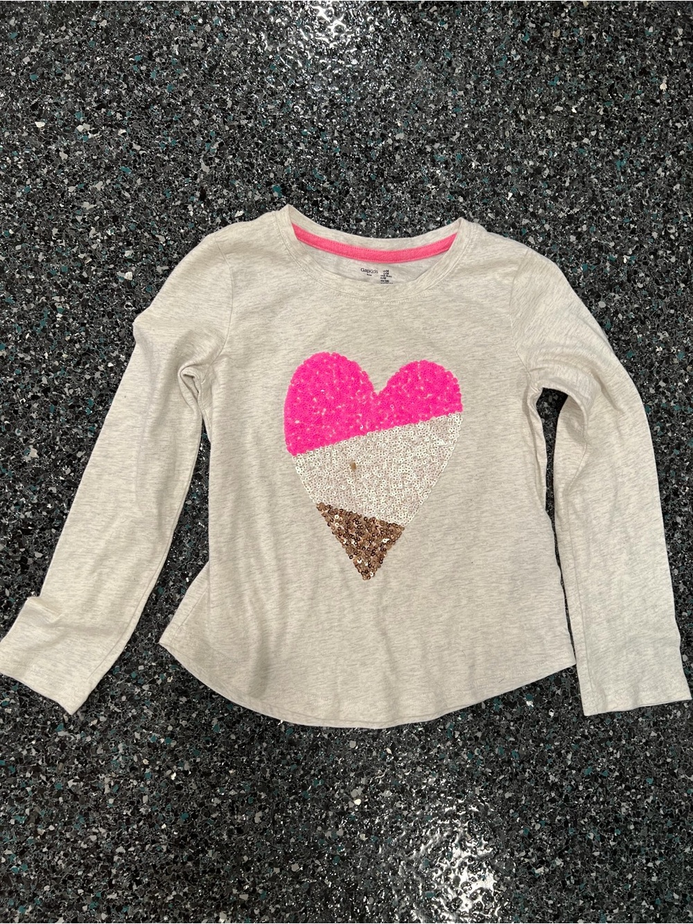 Gap Kids Girls Medium Gray Long Sleeve Heart Shirt Top